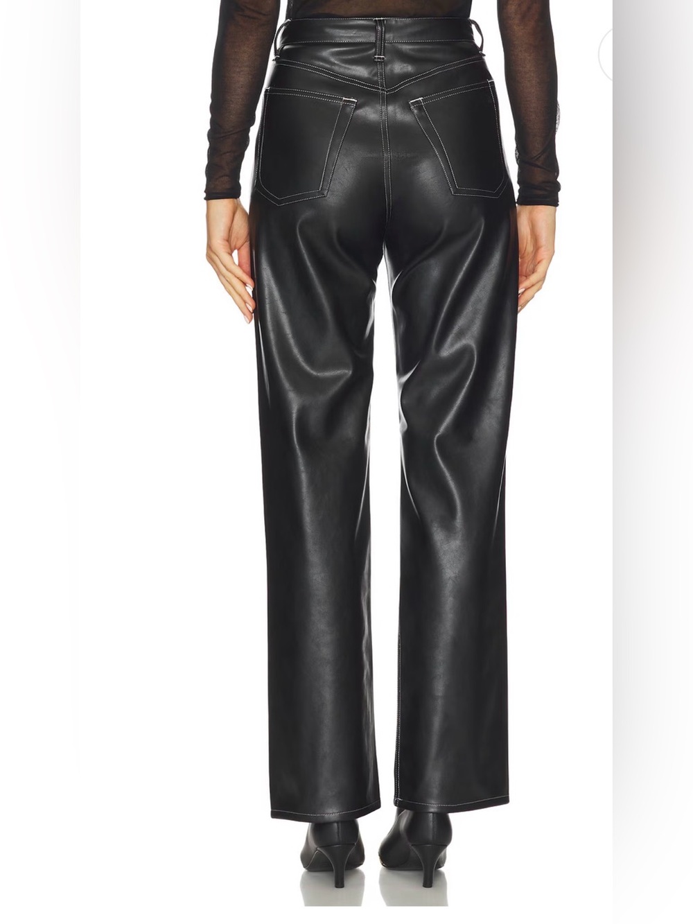 rag & bone Shea Faux Leather Straight Pant in Black - Picture 3 of 6